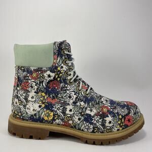 Timberland 6'' Classic Floral Canvas Light Green Waterproof Boots Womens Size 8